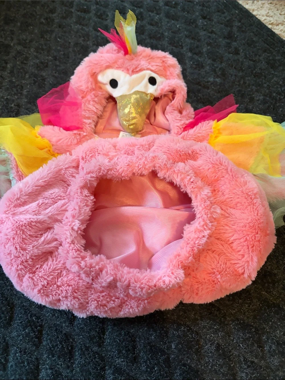 Target Pink Plush Bird Costume With Golden Beak/Tulle Ruffles Size 0-6 Months - Picture 6 of 9
